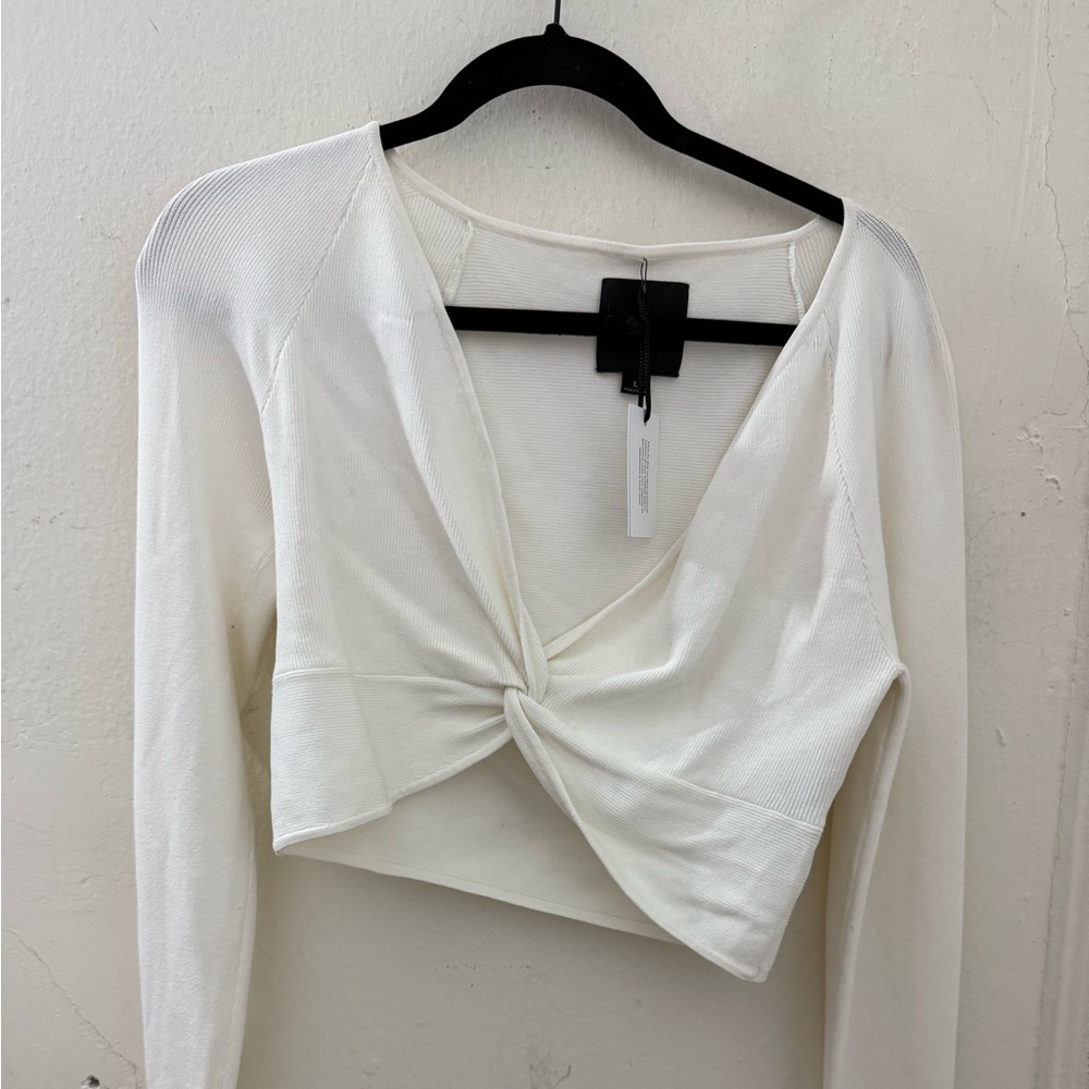 Bandier Ivory Twist Front Blouse